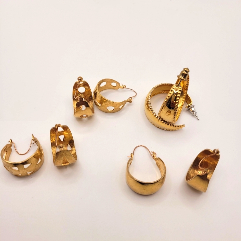 Gold Tone Hoop Earrings Lot